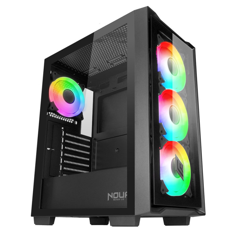 Noua Smash S1 Case PC ATX Gaming – Mesh Frontale, 4 Ventole ARGB E Vetro Temperato